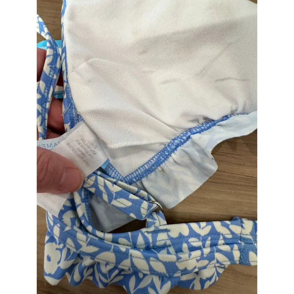 NWT Draper James Summer Picnic OTS Ruffle Triangle Bikini Top Size XS